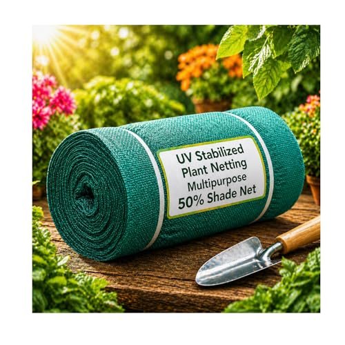 Green Shade Net, 50% UV Sun Protection, for Terrace, Garden, Green House, Balcony, & Gardening Multipurpose Agro Netting (10×4 feet)