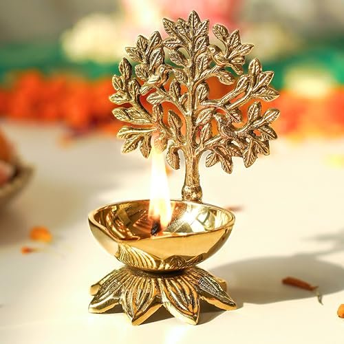 Behoma 100% Pure Brass Kalpavriksha Diya for Puja | Deepak for Mandir