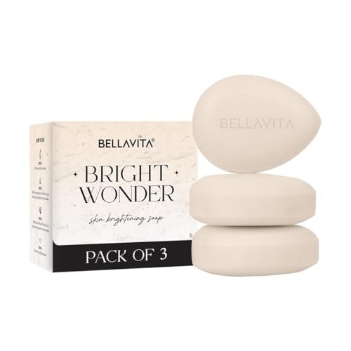 BELLAVITA Bright Wonder Brightening Soap | Pack of 3 x 100Gm | Dark Spot & Pigmentation Reduction | Kojic Acid & Mango Butter | Paraben-Free