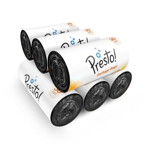 Amazon Brand – Presto! Garbage Bags | Large | 90 Count | 15 Bags X 6 Rolls | 24 X 32 Inches | For Dry & Wet Waste | Black