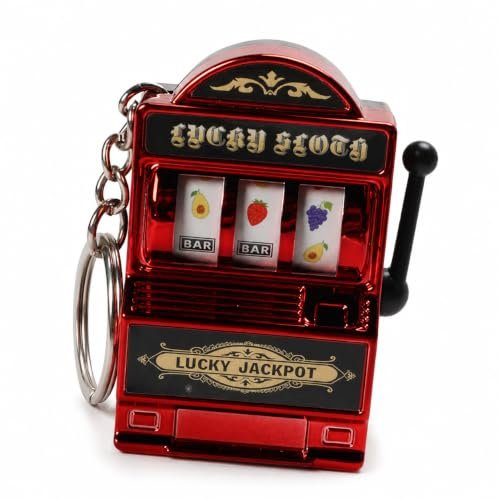 AVIXON Mini Arcade Slot Machine Keychain with Fruit Reel Display, Retro Novelty Key Ring and Bag Charm for Keys, Backpacks, Party Favors, Collectors and Festival Gifting