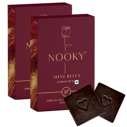 NOOKY MINI BITES for Men and Women | Premium Mood-Uplifting Dark Chocolate and FREE Saucy Scratch Card | Vegan & Gluten-Free Delight (Set of 2)