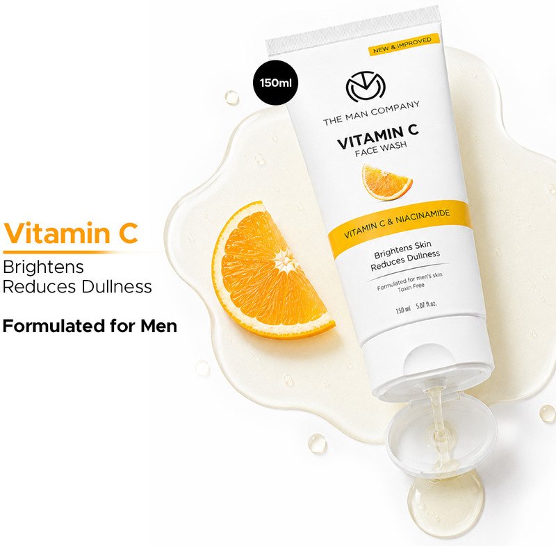 THE MAN COMPANY Daily Vitamin C & Niacinamide  | For Skin Brightening, Glowing| Dullness Reduction| Hydrates | Suitable For Oily, Dry & Sensitive Skin For Men Face Wash(150 ml)