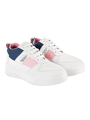 Shoetopia Girls Force White Sneaker – 7 UK (Girls-Force-White)-EU40
