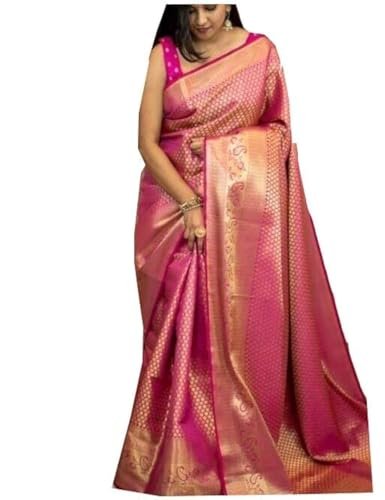 SGF11 Women’s Kanjivaram Soft Silk Saree With Blouse Piece (Pink)