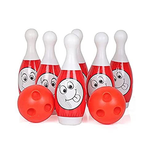 Signamio® Bowling Game for Kids: 10 Big Pin & 2 Big Ball – Indoor & Outdoor Fun Activity Toy Game for Kids’ Early Development – Red Color