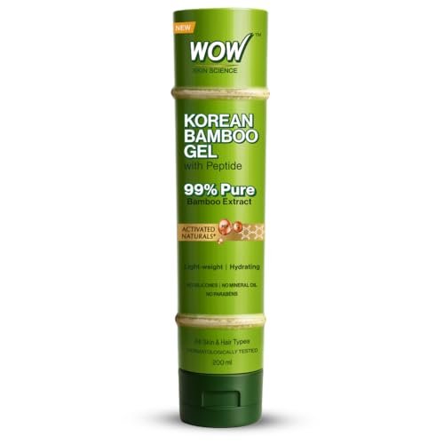WOW Skin Science Korean Bamboo Gel with Peptide | 99% Pure Bamboo Extract | Lightweight Hydration for Skin & Hair | No Silicones, Parabens or Mineral Oil | All Skin & Hair Types | 200ml