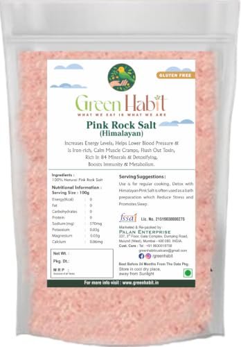 Green Habit Pink Himalayan Rock Salt Powder (organic) 500 Gm