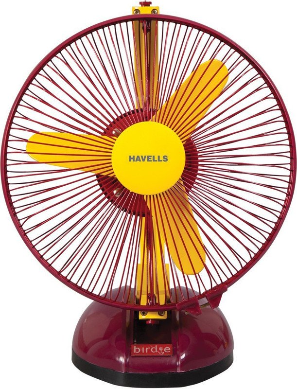 HAVELLS 230 MM BIRDIE PERSONAL YELLOW MR FAN with 2 Year Warranty Table Fan(Yellow Maroon | Pack of 1)