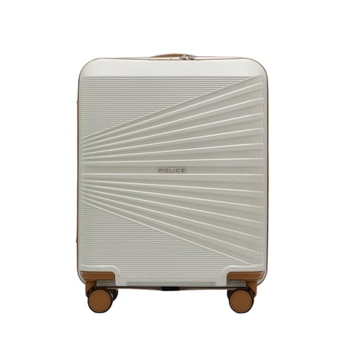 Police Origine Cabin Trolley | 65L Capacity TSA Lock 8 Smooth 360° Spinner Wheels Telescopic Handle PP Hard Shell | Lightweight 20″ Cabin Luggage for Travel & Weekend Trips (Beige/TAN)