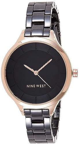 Nine West Women’s Bracelet Watch, Analog Display, Gunmetal Grey Band, Japanese-Quartz Movement, Glow in Dark Feature, 34mm Case