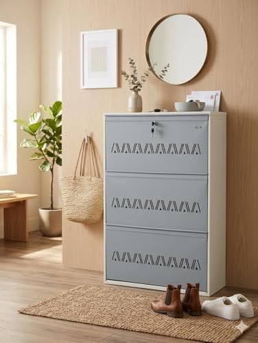 XL Kitchen Wall Mounted Heavy Metal Shoe Rack with 3 Shelves Foldable Shoe Storage for Home Shoe Stand Cabinet