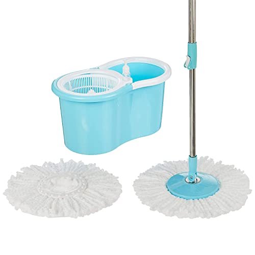 Raxon Innovation Stainless Steel Microfiber Floor Cleaning Spin Mop with Removable Washable Cleaning Pad and Integrated Water Mechanism for Floor, Multicolour