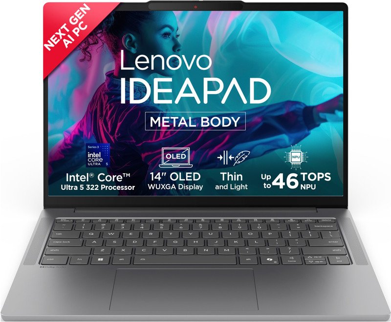 Lenovo IdeaPad Slim 5 (Gen 11) Next-Gen AI PC Intel Core Ultra 5 Series 3 322 – (16 GB/512 GB SSD/Windows 11 Home) IdeaPad Slim 5 14IPH11 Thin and Light Laptop(14 inch, Luna Grey, 1.37 kg, With MS Office)