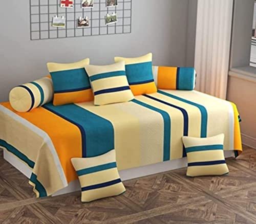 Amazon Brand – Umi Diwan Set Covers Super Soft Brushed Microfiber Cotton 8 Pieces,1 Single Bedsheet (60 X 90 Inches),5 Cushion Covers(16x 16 inches) and 2 Booster Covers(16 X 32 inches)