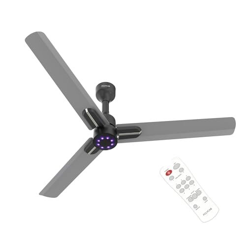 Polycab Wizzy Neo LED 2.0 1200mm BLDC Ceiling Fan with remote |BEE 5 Star Rated, Higher Air Delivery|LED Indicator,Sleep and Breeze Mode |3 Years Warranty, Free Installation【Classic Grey Chrome】