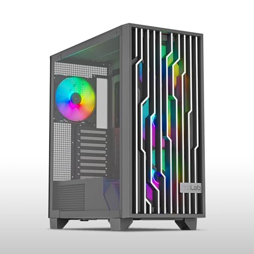 ProLab Design AI848 ARGB Workstation Computer Case|Mid Tower Cabinet|4x140mm ARGB Fans Included|ATX, Micro-ATX, Mini-ITX|Front Grill & Mesh|Up to 10 * 120mm Fans|Type-C