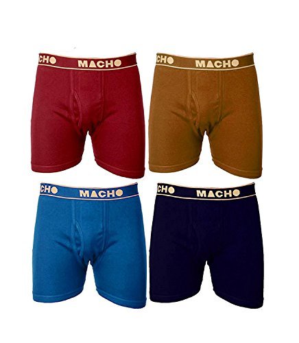 Macho Men’s Long Cotton Fine Trunk Pack of 4 (Multi Color ) (Size :85 CM)