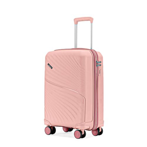 LAttitude By Provogue Meridian Cabin Suitcase 55 cm 20 inch Polypropylene Hard Trolley, 8 Spinner Wheels, 2-Pocket Convipack, Recessed Number Lock, Carry-On for Men & Women Blossom Pink/Megenta Pink