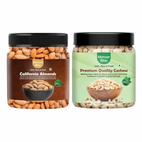 MarwarBites Dry Fruit Combo – Cashew and Almond (500g Each) | Natural Dry Fruit Pack | Combo pack