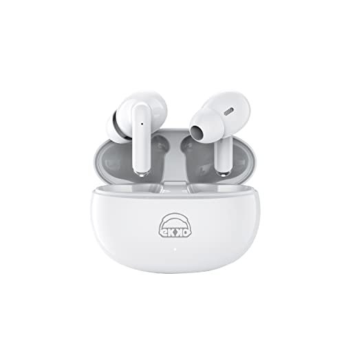 Ekko Earbeats T05 Bluetooth Truly Wireless in Ear Earbuds with ENC Call Noise Cancellation,25H Playtime,10MM Driver, Twin Connect, Massive Bass, Water Resistance, Siri & Google Assistant (White)
