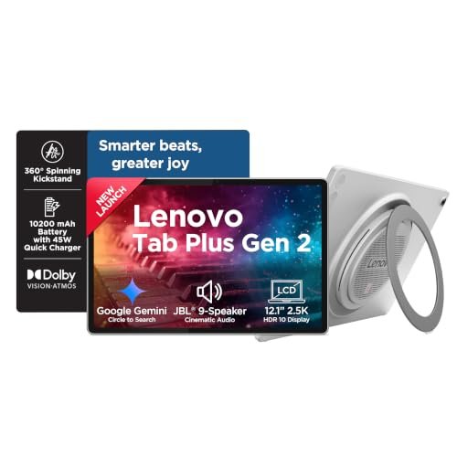 Lenovo Tab Plus Gen 2 with JBL 9-Unit Speaker System | WiFi only | 12.1″ 2.5K Display, 800nits Peak Brightness |8GB RAM + 128GB ROM (Expandable Upto 2TB)| MediaTek Dimensity 7400| 10200mAh | White