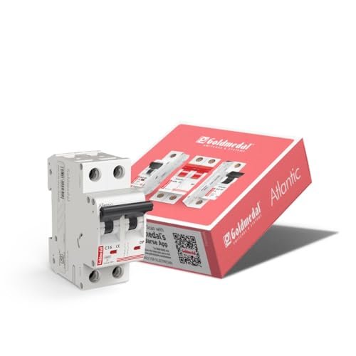 Goldmedal Allessio 2M 63A MCB Single Pole-Grey | Overload & Surge Protection | C-Curve Tripping |10kA Breaking Capacity |(Pack of 1)