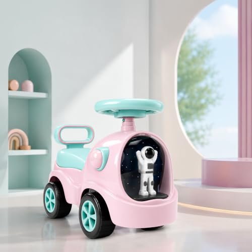 Cockatoo-Kids Baby Bunny Swing Car for Kids Ride-On Magic Car, Push & Glide Toy for Toddlers with Backrest Seat & Big Wheel Push Car for Ages 1-3 Pink & Sea Green Up to 25 Kg