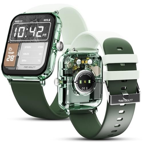 Fire-Boltt Ninja Phantom Smart Watch 1.83” Display, Transparent Clear Body Design, Bluetooth Calling, 120+ Sports Modes, Voice Assistant, AI Outfit Watch Face Smartwatch for Men & Women Shadow Olive
