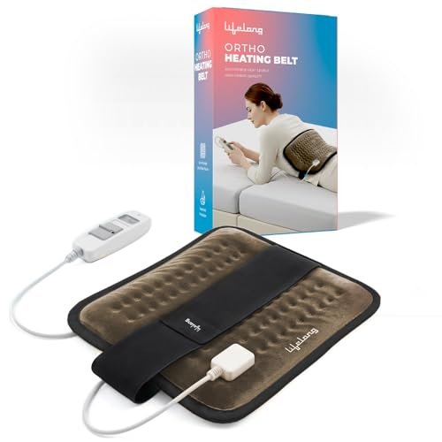 Lifelong Electric Heating Belt for Pain Relief | Heating Pad for Back, Shoulder, Knee, and Period Cramps | 3 Heat Settings with Auto Shut Off | 4-Layer Insulation for Safe & Comfortable Use (LLHB120)