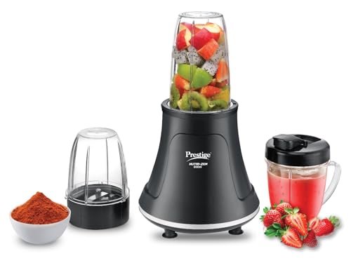 Prestige Nutri-Zen Mixer Grinder with 3 Polycarbonate Jars – Big – 1000ml | Sipper with Handle – 700ml | Small – 700ml |Compact & Powerful Blender for Juices, Shakes & More
