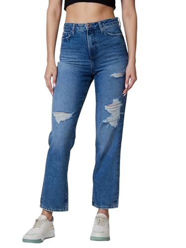 Spykar Women Mid Blue Straight Fit Regular Length Jeans