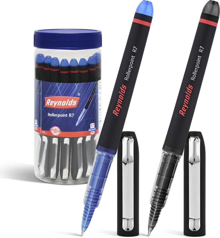 Reynolds R7 Roller Ball Pen(Pack of 10, Ink Color – Blue)