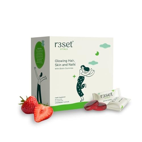R3SET Biotin Gummies for Hair Growth, Glowing Skin & Nails Support -30 Days
