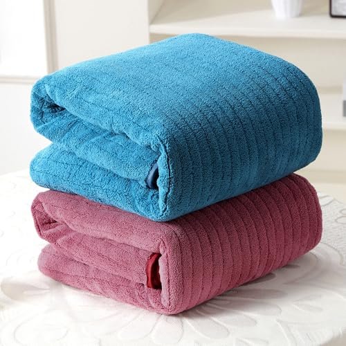 Story@Home Towels for Bath Large Size | Microfiber Towels for Bath | Towel Set of 2 | 400 GSM | 70 x 140 cm | Pink and Blue | Bath Towels for Men, Women & Kids | Gym Towel | Perfect for Everyday Use