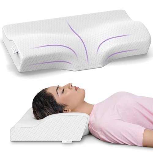 MYARMOR Cervical Pillow for Neck Pain | 2 Years Warranty | for Spondylitis Neck & Shoulder Pain, Orthopedic Memory Foam Pillow for Sleeping, Regular Size – 18.5x11x3.5 Inch, White Bamboo – Pack of 1