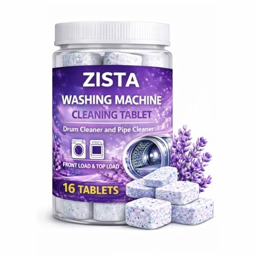 ZISTA Lavender-scented 16 Pcs Washing Machine Deep Cleaner Descaler Tablets for All Front and Top Load Machines, with Descaling and Stain-Removing Power