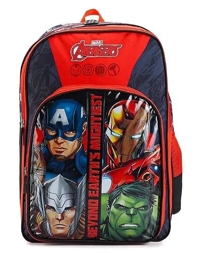 STRIDERS Avengers School Bag for Kids | Lightweight Durable Backpack | Padded Comfortable Straps & Spacious Compartments | Marvel-Themed Design | Ideal for Age 8+ | 18 inches