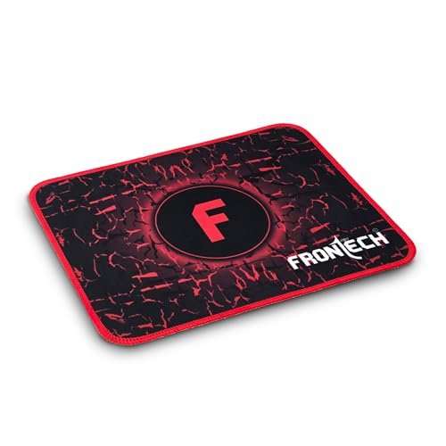FRONTECH Gaming Mouse Pad | Water Resistant | Anti-Slip Base | Stitched Edges | 232mm x 182mm x 2mm | Red/Black (MSP-0062)