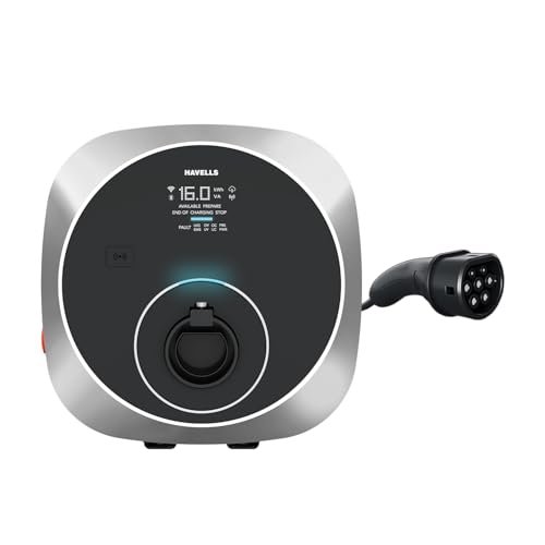 Havells 11 kW MotrON GT Smart EV Charger with Display |2m & 5m Output TPU Cable|Wi‑Fi, GSM, LAN, 4G, RFID|Type-2|OCPP 1.6, ARAI, IEC|IP66, IK10 & UV Safe |10+ Electrical Safety Features|2 Yr Warranty