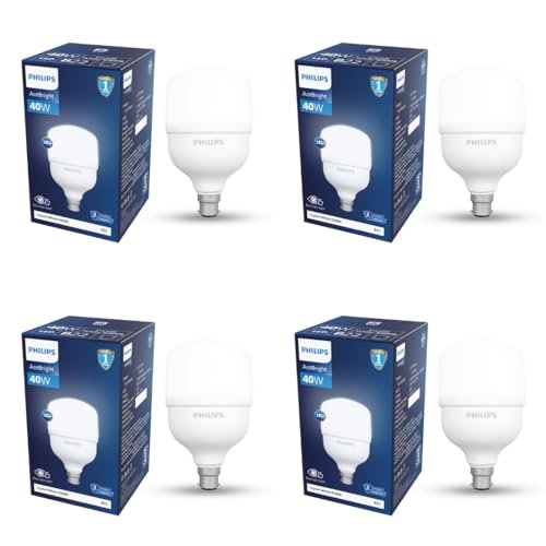 Philips 40 – watt LED Bulb | AceBright High Wattage LED Bulb | Bulb Base : B22, Light Bulb for Home | Colour : Cool Day Light, Pack of 4