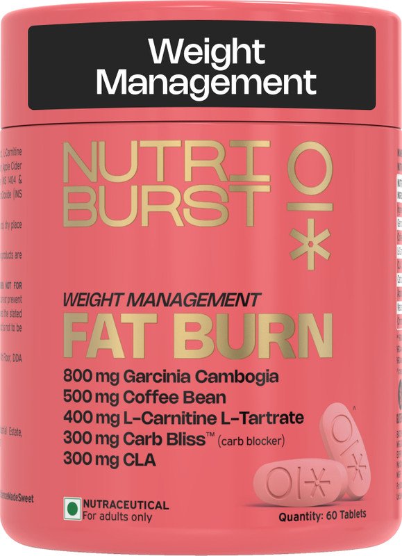 Nutriburst Fat Burn Tablets Weight Management with Garcinia Green Coffee & Carnitine(60 Capsules)