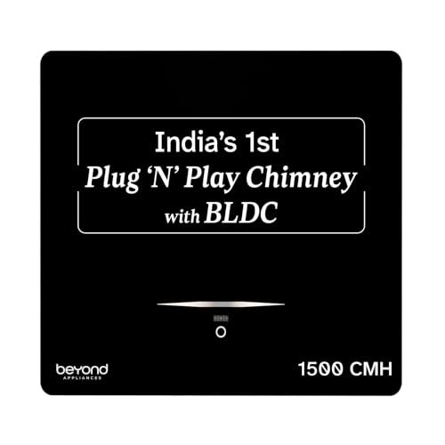 Beyond Appliances Cube BLDC Plug N Play Ductless Kitchen Chimney | 1500 CMH | AutoClean | 5-Stage Charcoal Activated Filter | Touch Control | 3-way Suction | 46dB Low Noise | Black | PAN INDIA SERVICE