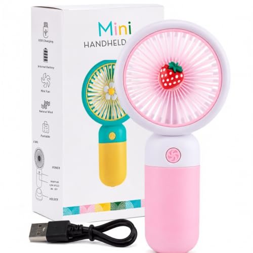 EITHEO Portable Rechargeable Mini Fan | USB Handheld Small Fan with 3 Speed Modes | Silent Personal Pocket Cooling Fan for Travel, Office Desk, Makeup, Kitchen, and Kids (Multicolor)