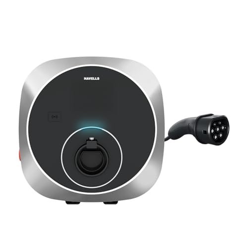 Havells 7.4 kW MotrON PRO Smart EV Charger|2m & 5m Output TPU Cable| Wi‑Fi, GSM, 4G| OCPP 1.6| ARAI & IEC|IP66, IK10 & UV Safe|10+ Electrical Safety Features|2 Yr Warranty