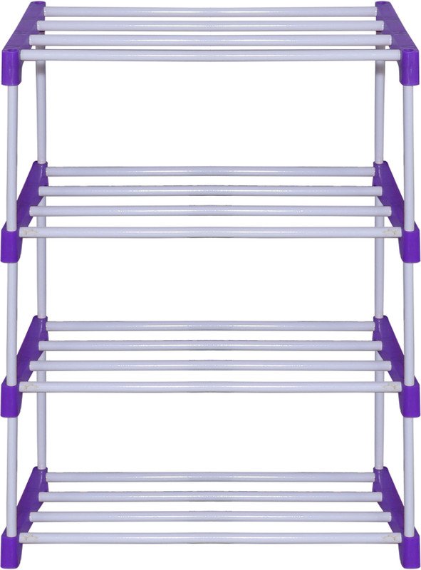 ANR STORE Plastic Collapsible Shoe Stand(BLUE, 4 Shelves, DIY(Do-It-Yourself))