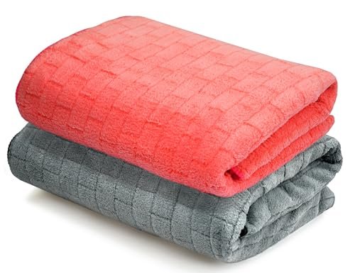 Cortina Solid Towels for Bath Set of 2 (70 x 140 cm) 300 GSM Microfiber Bath Towels, Ultra Soft, Highly Absorbent & Quick Dry for Gym, Beach & Bathroom Towels for Men, Women & Kids (Grey/Marron)
