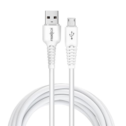 FRONTECH 12W / 2.4A Fast Charging 1M Braided USB to V8 Data Cable for Smartphones, Tablets, Laptops & other Micro USB V8 Devices, Charging and Data Sync (1021 – White)