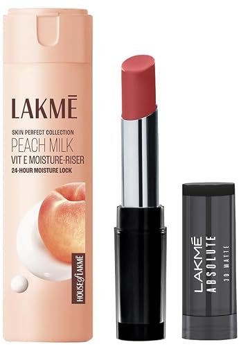 LAKMÉ Lipstick 14 Nude Reign (Matte) & LAKMÉ Peach Milk Moisturizer Body Lotion 60 Ml