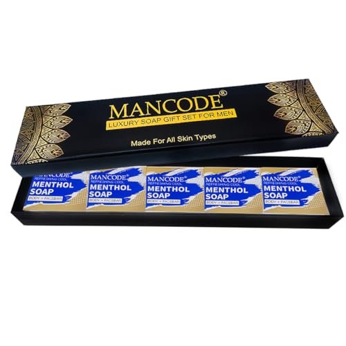 Mancode Luxury Soap Gift Set For Men With Pack of 5 Menthol Soap Bars | Deep Cleansing Soap | Provides Natural Glow | Daily Bathing Bar Soap For Men For All Skin Types. (Pack of 5) (625g)